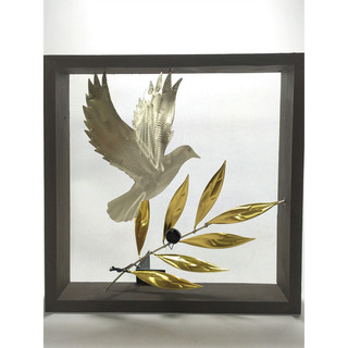Dove With Olive Branch In Frame Alpaca -Bronze NM13425